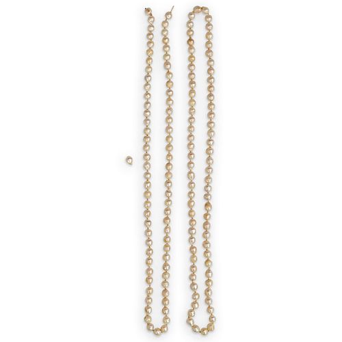 (2 Pc) Knotted Natural Pearl Strand Necklaces