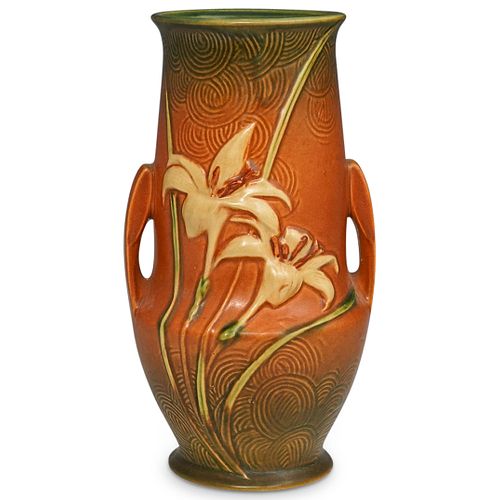 Roseville Zephyr Lily Sienna Pottery Floral Vase