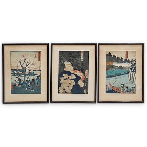 (3 Pc) Vintage Japanese Woodblock Prints