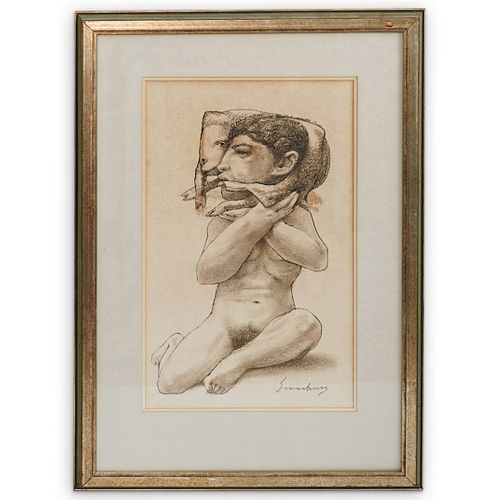 Signed Good Shepherd Etching On Paper