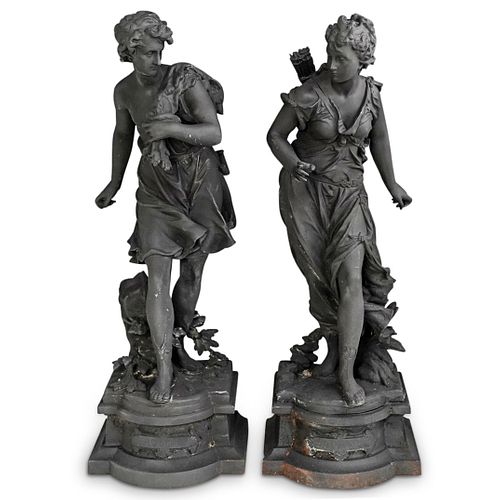 Mythological Diana & Actaeon Metal Sculptures
