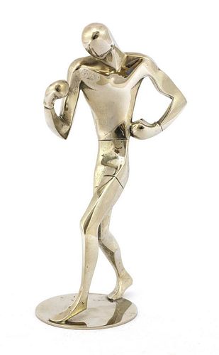 A Hagenauer silvered figure of a boxer,
