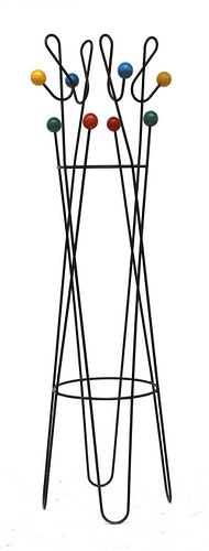 An 'Atomic' wrought iron coat stand,