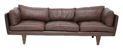 A leather and rosewood 'Model V11' sofa, §