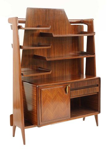 An Italian rosewood bookcase display cabinet,