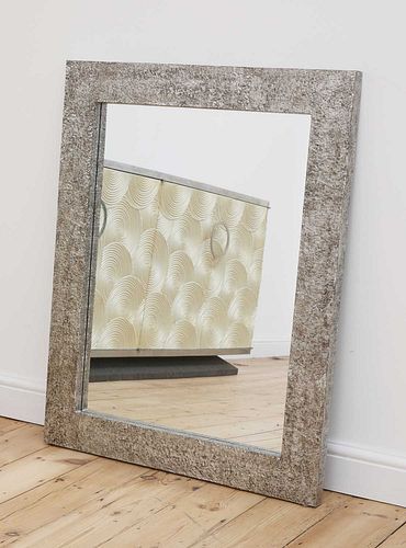 A contemporary cast aluminium mirror,