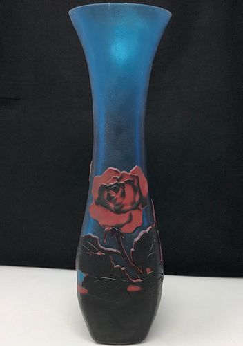 SIGNED EMILE GALLE Overlay Glass translucent tall vase