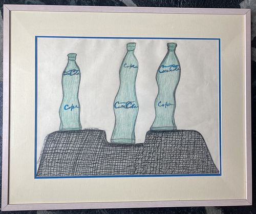 Creative Gerald De Prie, Three Coke Bottles, 3/13/1995, colored pencil on paper