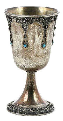 Stanetsky Silver and Turquoise Kiddush Cup