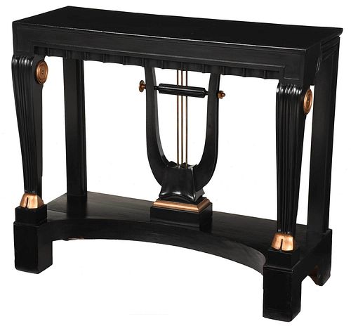 Empire Style Ebonized Gold Painted Pier Table