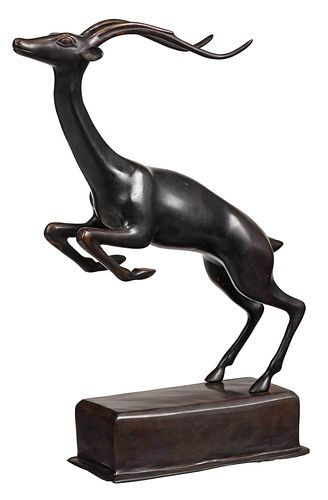 Patinated Bronze Leaping Antelope