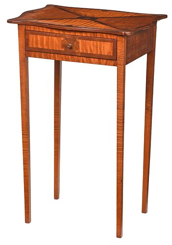 Federal/Federal Style Inlaid Tiger Maple Side Table