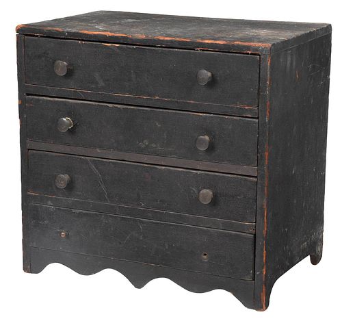 Federal Black Painted Miniature Four Drawer Chest