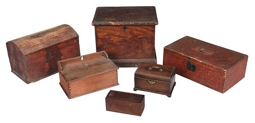 Group of Six Wood Boxes