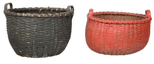 Two Large American Painted Woven Baskets