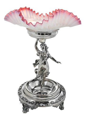 Glass and Figural Silver Epergne