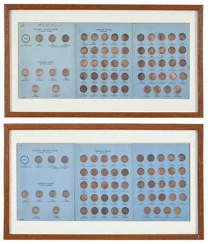 Two Frames of Flying Eagle and Indian Head Cents