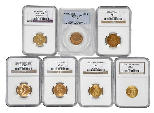 Seven Assorted Gold Coins
