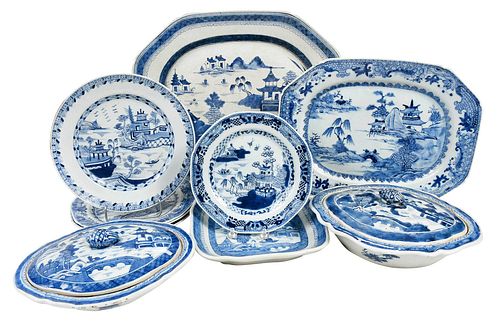 Ten Pieces Chinese Export Blue and White Porcelain