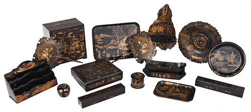 Group of 15 Gilt Lacquered Objects