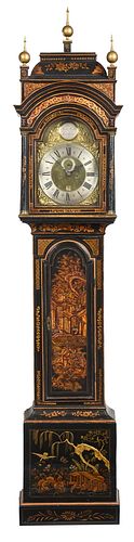 Queen Anne Japanned Tall Case Clock