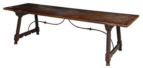 Spanish Baroque Style Wrought Iron Refectory Table