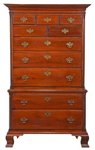 Pennsylvania Chippendale Figured Walnut Chest on Chest