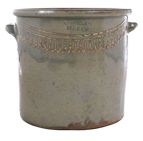 Rare and Exceptional Thomas Chandler Stoneware Crock