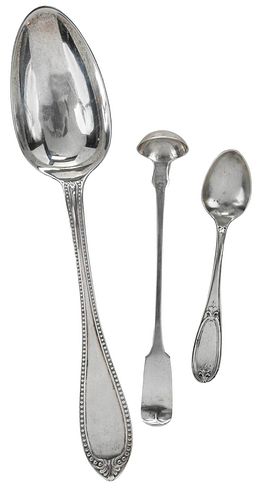 Three Pieces New Orleans Coin Silver Flatware, E. A. Tyler