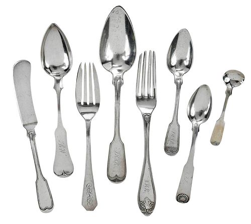 14 Pieces New Orleans Coin Silver Flatware