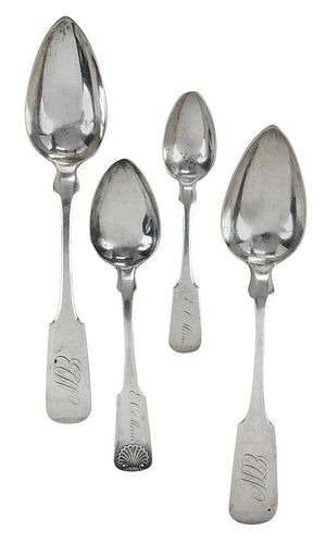 Four Georgia Coin Silver Spoons