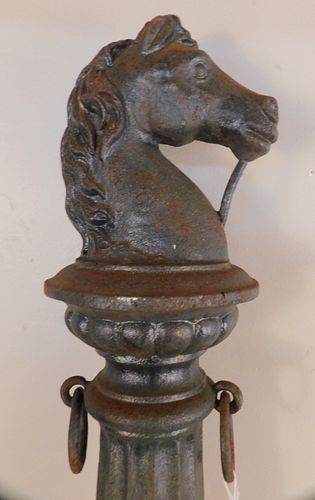ANTIQUE IRON HITCHING POST
