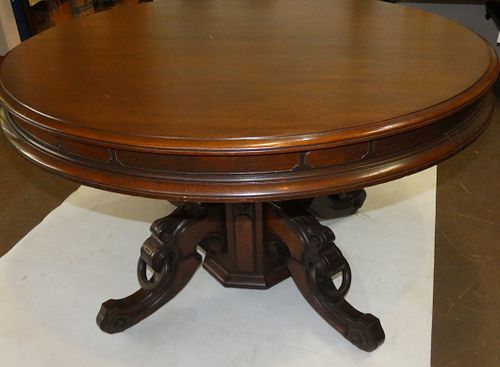 VICTORIAN RING CARVED WALNUT DINE TABLE