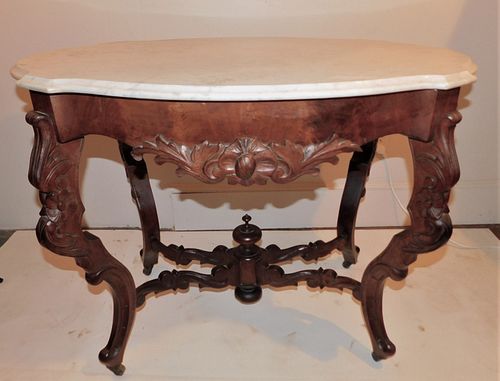 VICTORIAN TURTLE MARBLE TOP TABLE