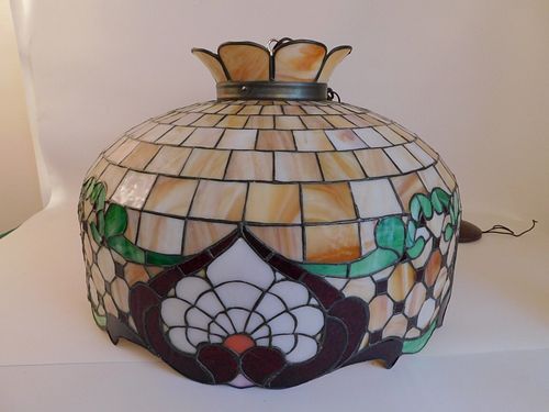 LARGE LEADED HANGING LAMP