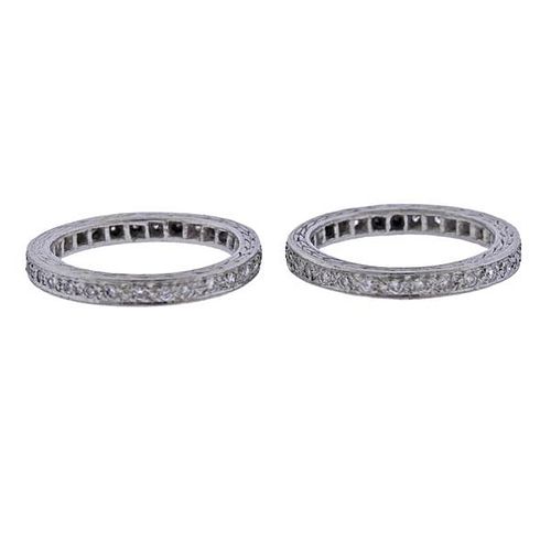 Platinum Diamond Eternity Wedding Band Ring Set