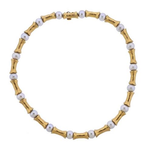 Ilias Lalaounis Greece 18K Gold Pearl Necklace