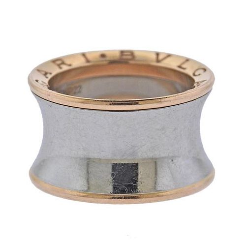 Bvlgari Bulgari B.Zero1 18K Gold Stainless Steel Band Ring Size 53