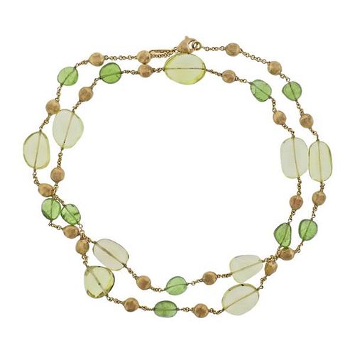 Marco Bicego 18k Gold Citrine Peridot Station Necklace