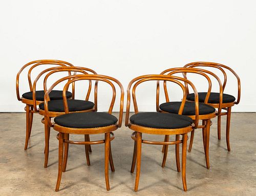 SET 6 THONET BENTWOOD & CANE DINING CHAIRS