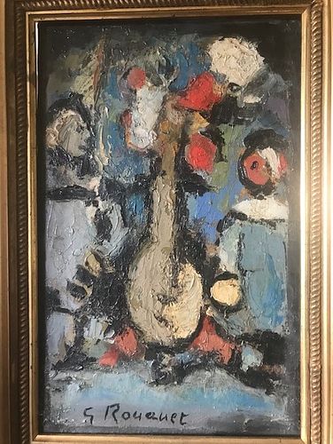 Modernist Floral, Oil on Canvas by Georges Rouault