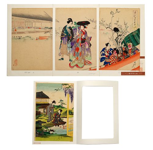 Tohohara Chikanobu (Japanese, 1838-1912) 'Hatsu-Uma' Woodblock Triptych