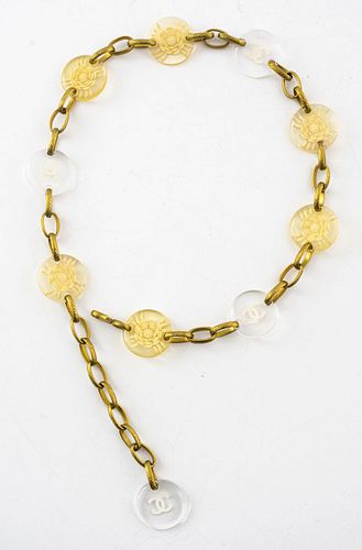 Chanel Gold-Tone and Lucite Medallion Belt