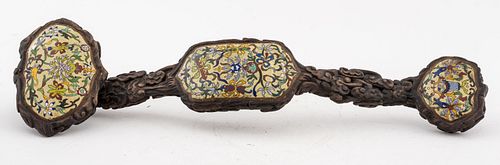 Chinese Ruyi Scepter w/ Cloisonne Panels
