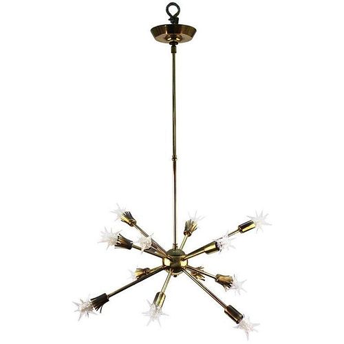Mid-Century Sputnik Chandelier with Spiked Bulbs