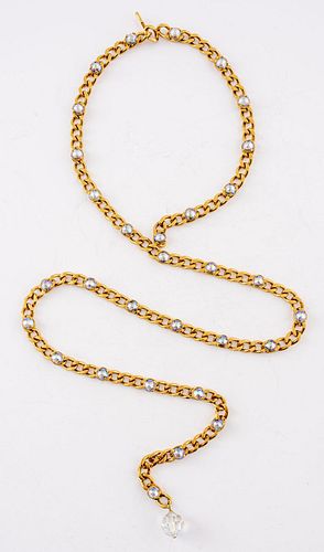 Chanel Gold-Tone Link and Crystal Pendant Belt