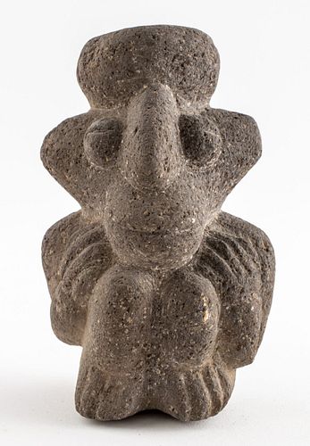 Ancient Costa Rican Volcanic Stone Seated Figure