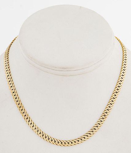 Italian 14K Yellow Gold Flat Chain Link Necklace