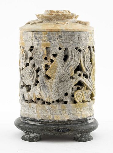 Chinese Carved Soapstone Lidded Box