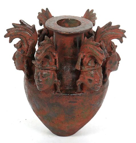 Pre-Columbian Manner Large Figurehead Floor Vase